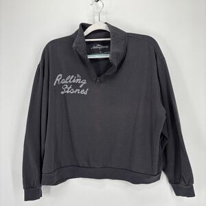 The Rolling Stones Quarter Zip Pullover Sweatshirt XL Gray